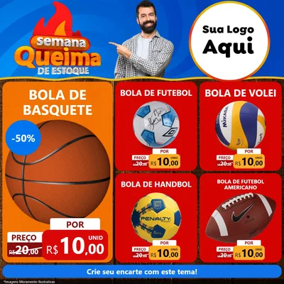 Modelo de Rede Social para Feed Facebook com o tema Semana Queima de Estoque para Artigos Esportivos