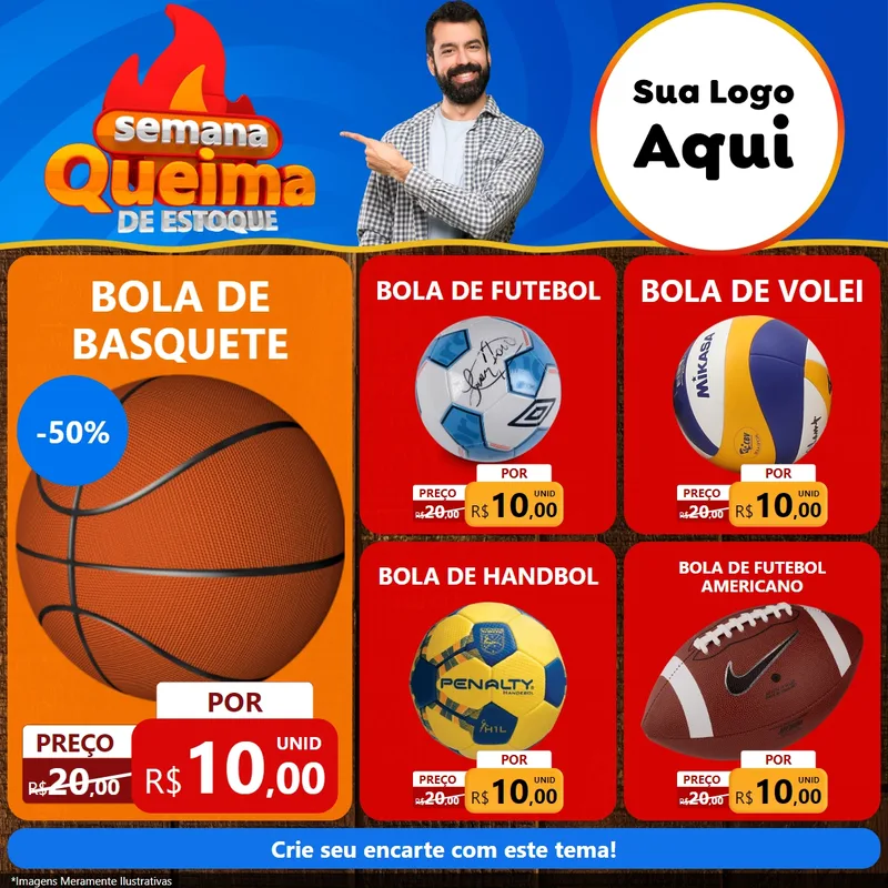 Modelo de Rede Social para Feed Facebook com o tema Semana Queima de Estoque para Artigos Esportivos
