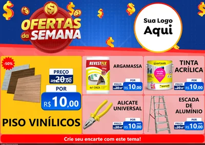 Modelo de Encarte para Encarte A4 Horizontal com o tema Ofertas Da Semana para Material para Construção