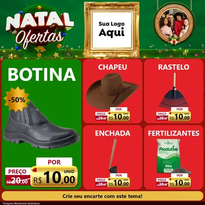 Modelo de Rede Social para Feed Facebook com o tema Natal de Ofertas para Agropecuária