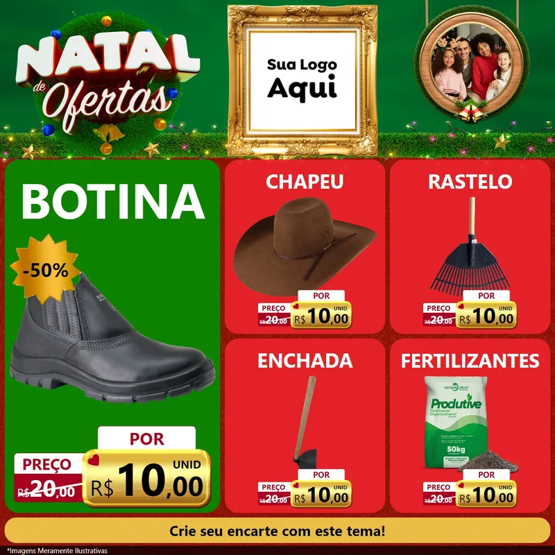 Modelo de Rede Social para Feed Facebook com o tema Natal de Ofertas para Agropecuária
