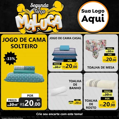 Modelo de Rede Social para Feed Facebook com o tema Segunda e Terça Maluca para Cama, Mesa e Banho