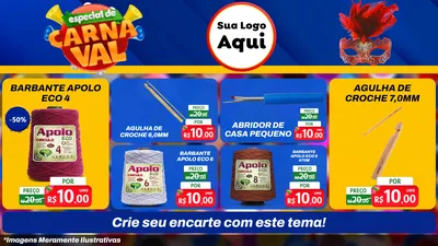 Modelo de TV para TV Horizontal com o tema Especial de Carnaval para Armarinho e Aviamentos