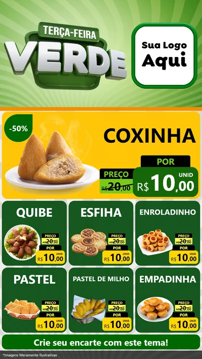Modelo de Rede Social para Stories com o tema Terça - Feira Verde para Salgadaria