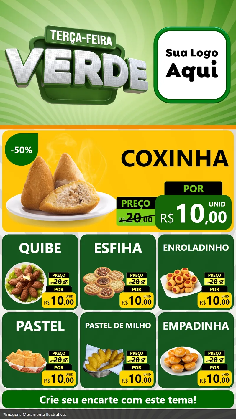 Modelo de Rede Social para Stories com o tema Terça - Feira Verde para Salgadaria
