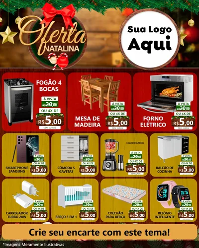 Modelo de Rede Social para Feed Instagram com o tema Ofertas Natalina para Móveis e Eletro