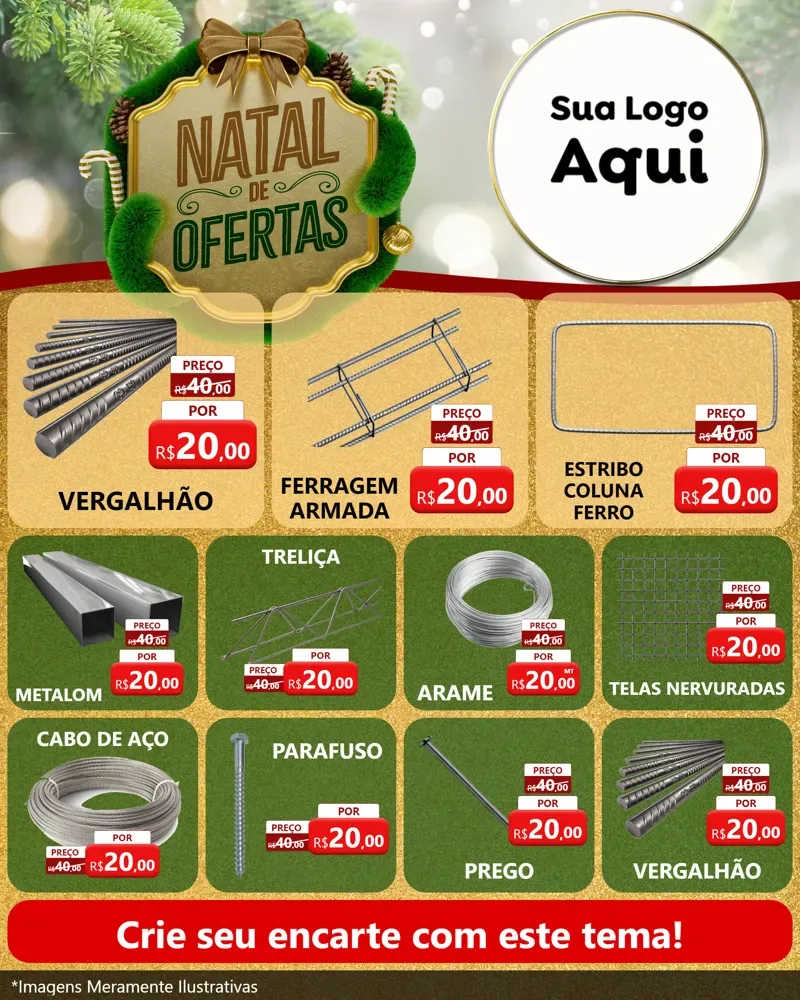 Modelo de Rede Social para Feed Instagram com o tema Ofertas de Natal para Ferragens