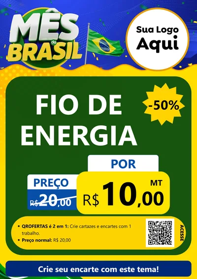 Modelo de Cartaz para Cartaz A4 Vertical com o tema Mês do Brasil para Materiais Elétricos
