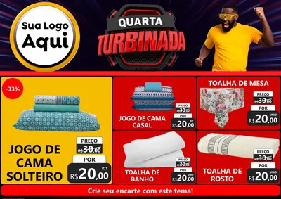 Modelo de Encarte para Encarte A4 Horizontal com o tema Quarta Turbinada para Cama, Mesa e Banho