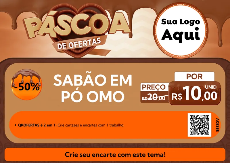 Modelo de Cartaz para Cartaz A4 Horizontal com o tema Páscoa de Ofertas para Produtos de Limpeza