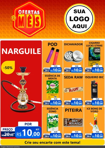 Modelo de Encarte para Encarte A4 Vertical com o tema Ofertas do Mês para Tabacaria