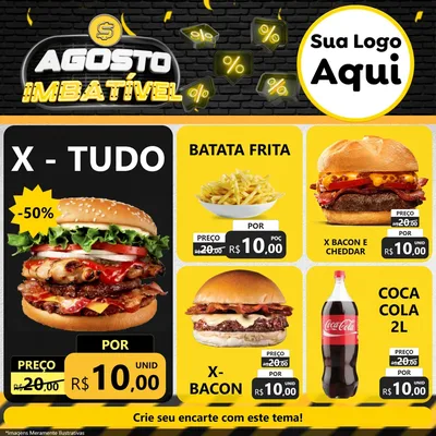 Modelo de Rede Social para Feed Facebook com o tema Agosto Imbatível para Hamburgueria