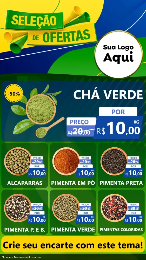 Modelo de Rede Social para Stories com o tema Seleção de Ofertas - Copa para Produtos Naturais