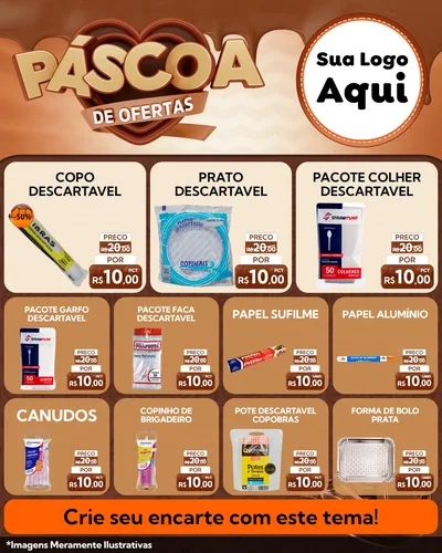 Modelo de Rede Social para Feed Instagram com o tema Páscoa de Ofertas para Embalagens