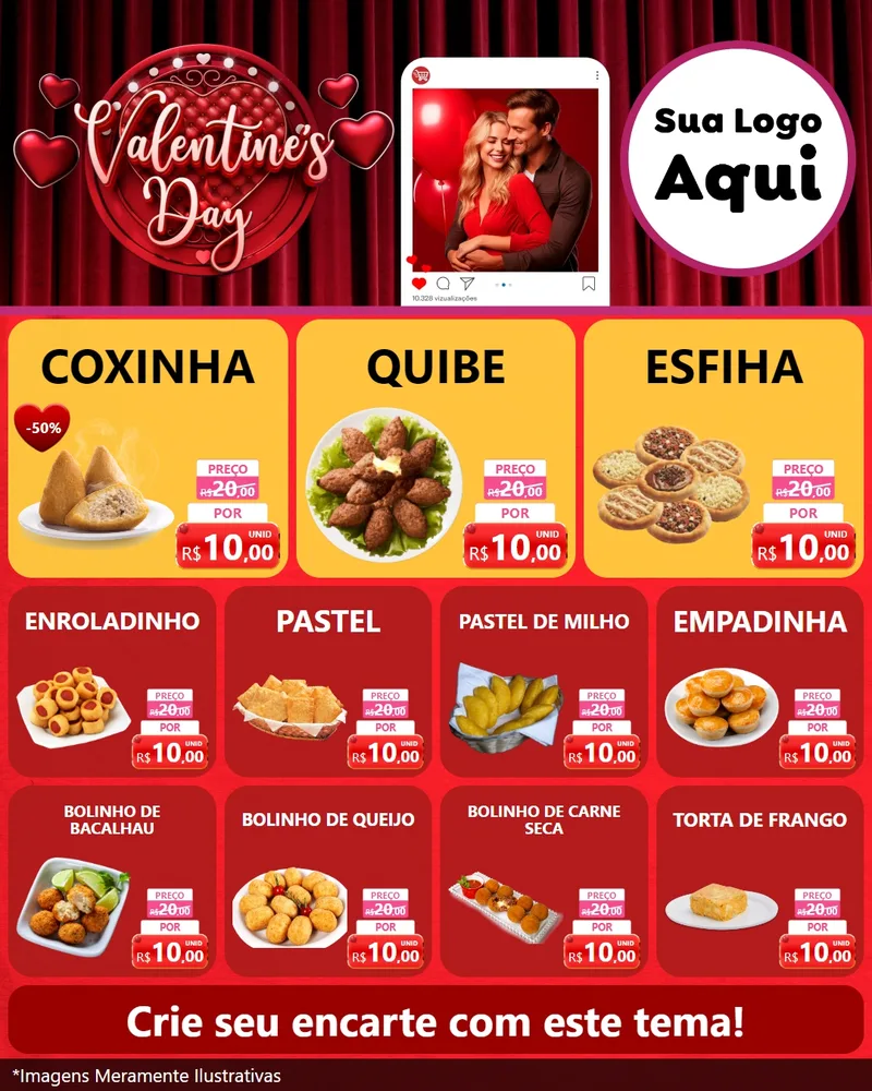 Modelo de Rede Social para Feed Instagram com o tema Valentine's Day para Salgadaria