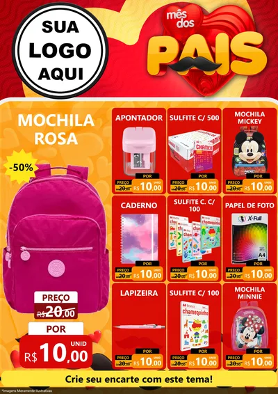 Modelo de Encarte para Encarte A4 Vertical com o tema Mês Dos Pais para Papelaria