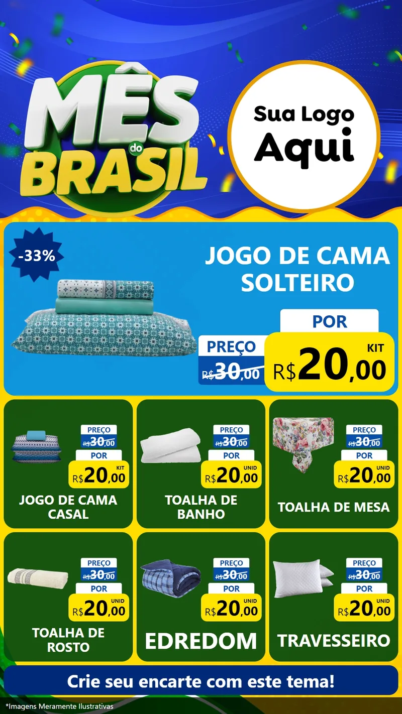 Modelo de Rede Social para Stories com o tema Mês do Brasil para Cama, Mesa e Banho