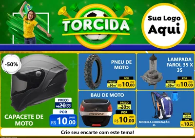 Modelo de Encarte para Encarte A4 Horizontal com o tema Torcida para Moto peças