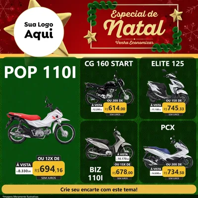 Modelo de Rede Social para Feed Facebook com o tema Especial de Natal para Concessionaria de Motos