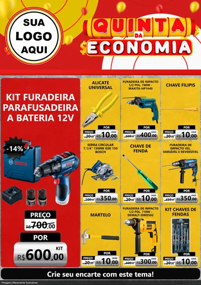 Modelo de Encarte para Encarte A4 Vertical com o tema Quinta da Economia para Maquinas e Ferramentas