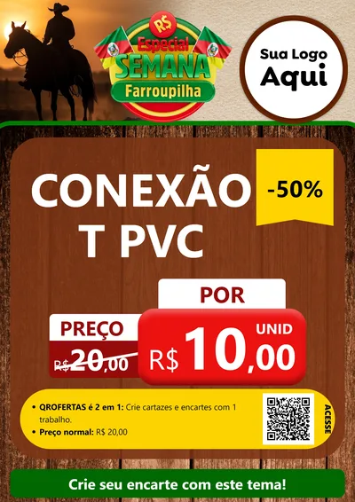 Modelo de Cartaz para Cartaz A4 Vertical com o tema Especial Semana Farroupilha para Tubos e conexões