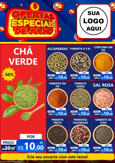 Modelo de Encarte para Encarte A4 Vertical com o tema Ofertas Especiais de Julho para Produtos Naturais