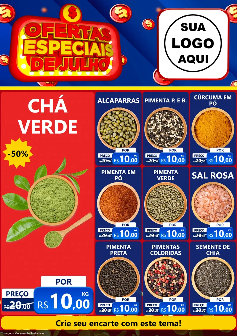 Modelo de Encarte para Encarte A4 Vertical com o tema Ofertas Especiais de Julho para Produtos Naturais