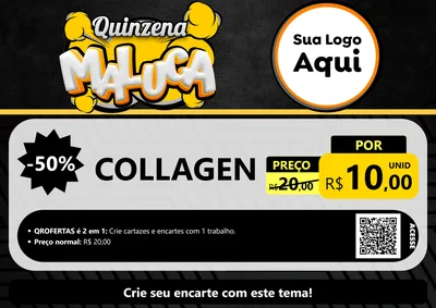 Modelo de Cartaz para Cartaz A4 Horizontal com o tema Quinzena Maluca para Suplementos alimentares