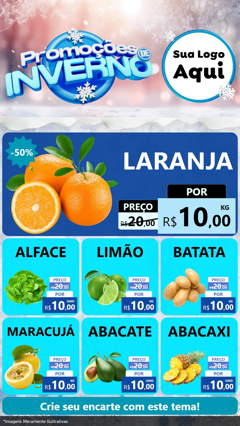 Modelo de Rede Social para Stories com o tema Promoções de Inverno para Hortifrúti