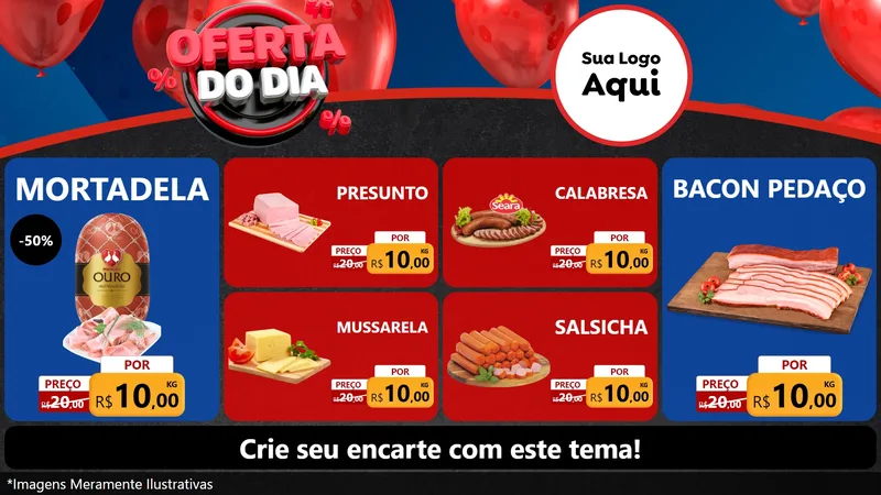 Modelo de TV para TV Horizontal com o tema Oferta do Dia para Frios e Laticínios