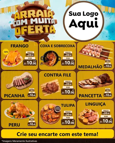 Modelo de Rede Social para Feed Instagram com o tema Ofertas de São João - Junina para Assados