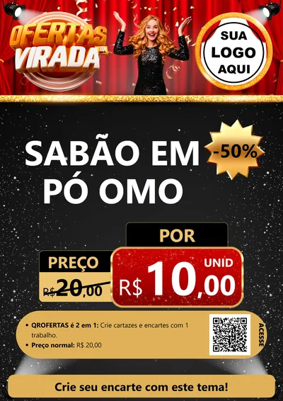 Modelo de Cartaz para Cartaz A4 Vertical com o tema Ofertas da Virada para Produtos de Limpeza