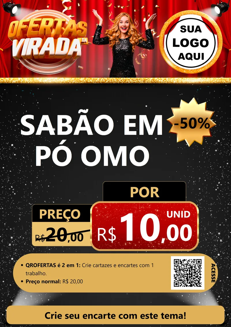 Modelo de Cartaz para Cartaz A4 Vertical com o tema Ofertas da Virada para Produtos de Limpeza