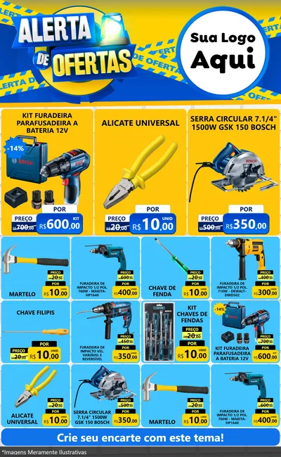 Modelo de Encarte para Encarte Grande com o tema Alerta de Ofertas para Maquinas e Ferramentas
