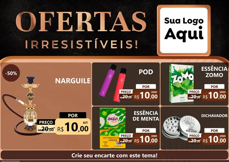 Modelo de Encarte para Encarte A4 Horizontal com o tema Ofertas Irresistíveis! para Tabacaria