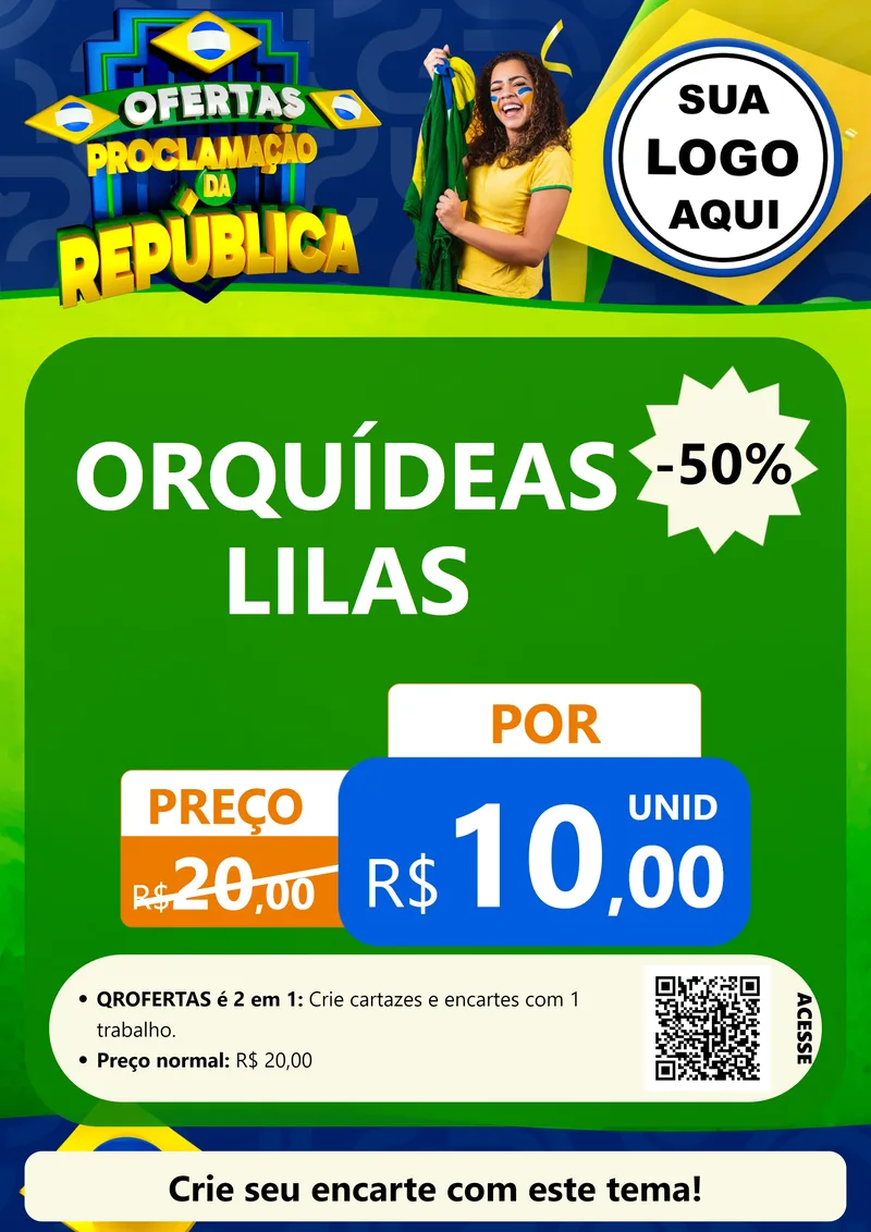 Modelo de Cartaz para Cartaz A4 Vertical com o tema Ofertas Proclamação da República para Floricultura e jardim