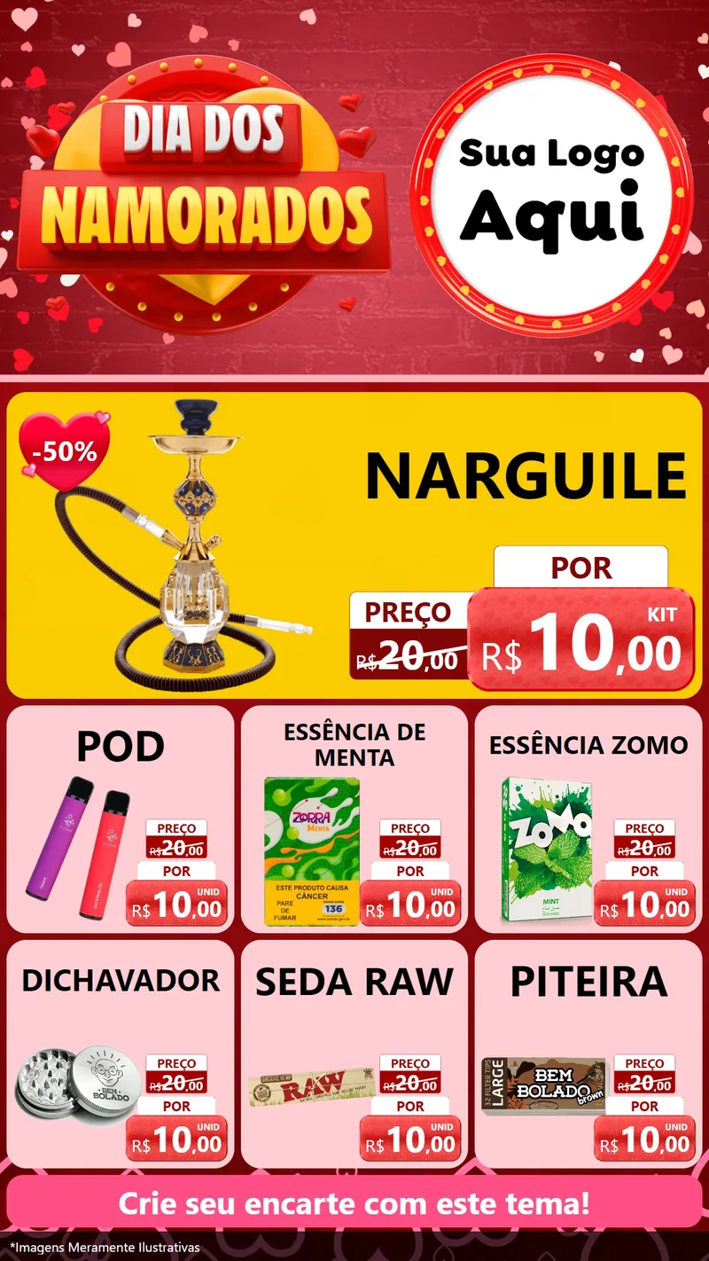 Modelo de Rede Social para Stories com o tema Dia Dos Namorados para Tabacaria