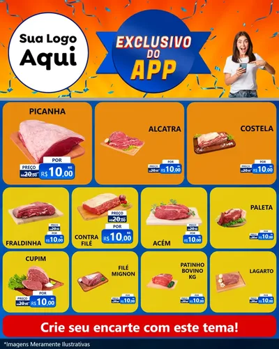 Modelo de Rede Social para Feed Instagram com o tema Exclusivo do Aplicativo para Açougue