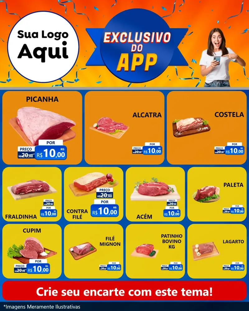 Modelo de Rede Social para Feed Instagram com o tema Exclusivo do Aplicativo para Açougue