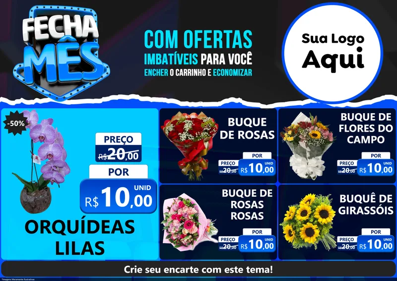 Modelo de Encarte para Encarte A4 Horizontal com o tema Fecha Mês para Floricultura e jardim