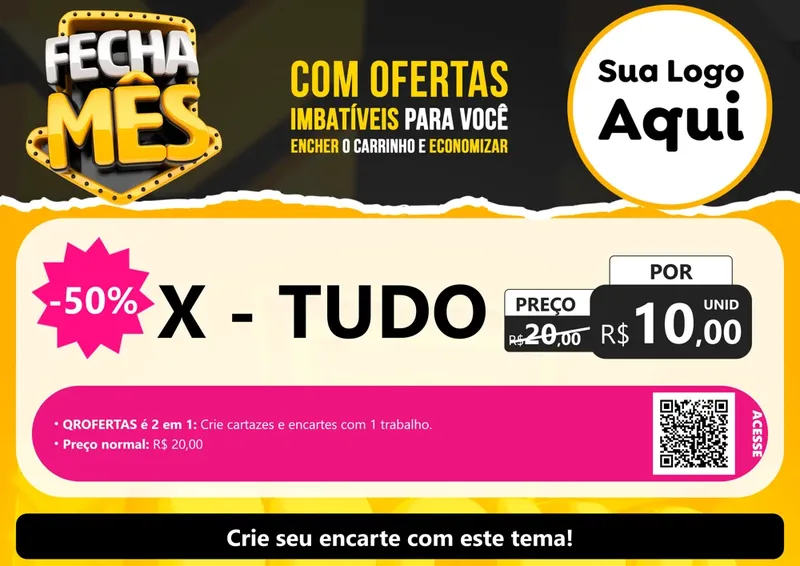 Modelo de Cartaz para Cartaz A4 Horizontal com o tema Fecha Mês para Hamburgueria