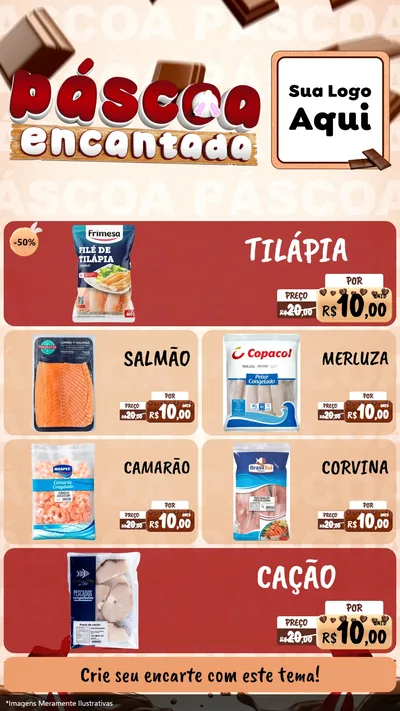Modelo de TV para TV Vertical com o tema Páscoa Encantada para Peixaria