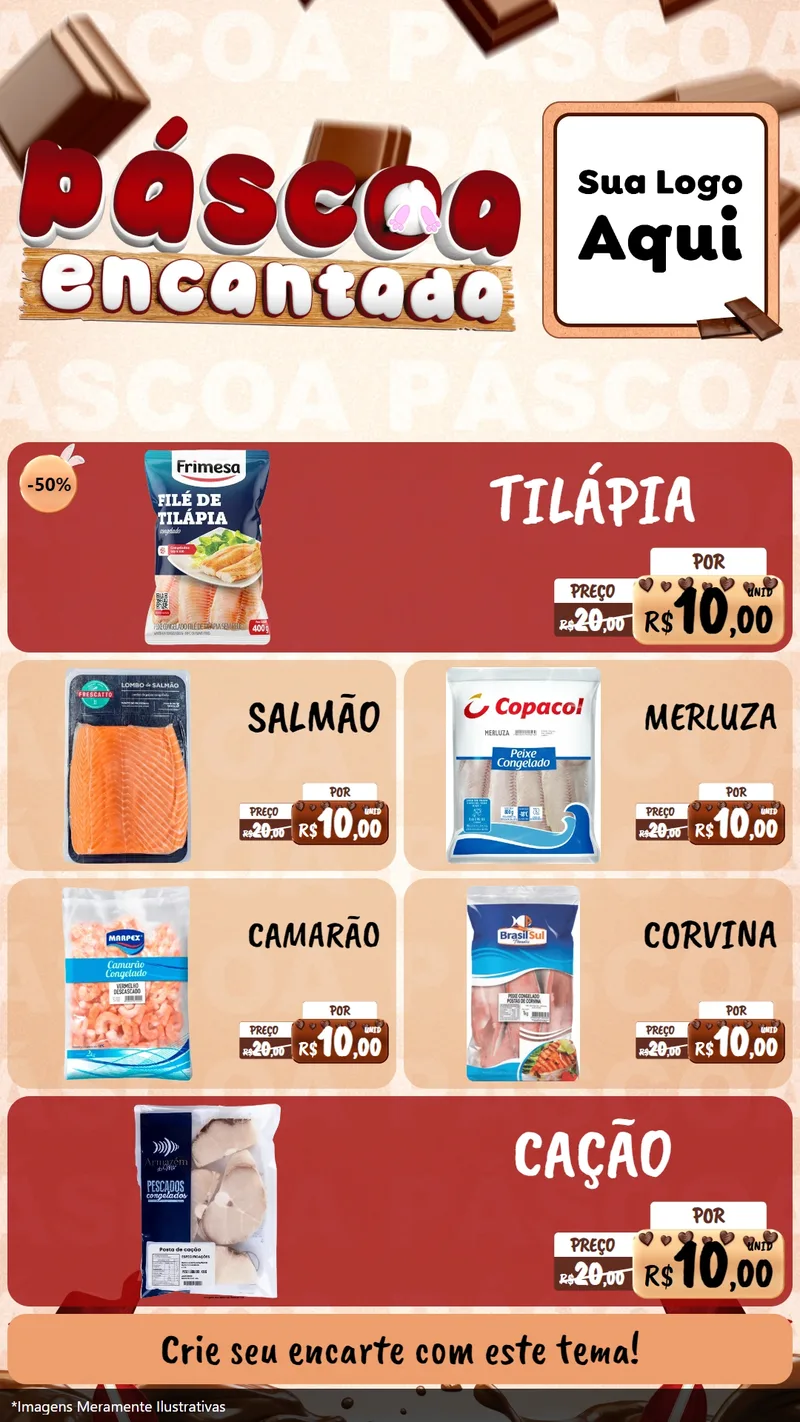 Modelo de TV para TV Vertical com o tema Páscoa Encantada para Peixaria