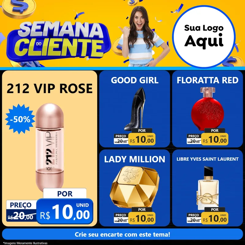 Modelo de Rede Social para Feed Facebook com o tema Semana do Cliente para Perfumes