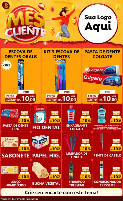 Modelo de Encarte para Encarte Grande com o tema Mês do Cliente para Higiene Pessoal