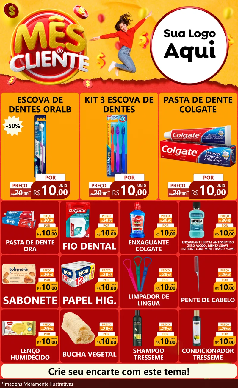 Modelo de Encarte para Encarte Grande com o tema Mês do Cliente para Higiene Pessoal