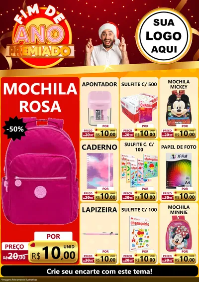 Modelo de Encarte para Encarte A4 Vertical com o tema Fim de Ano Premiado para Papelaria