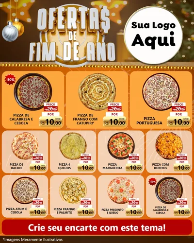 Modelo de Rede Social para Feed Instagram com o tema Ofertas de Fim de Ano para Pizzaria