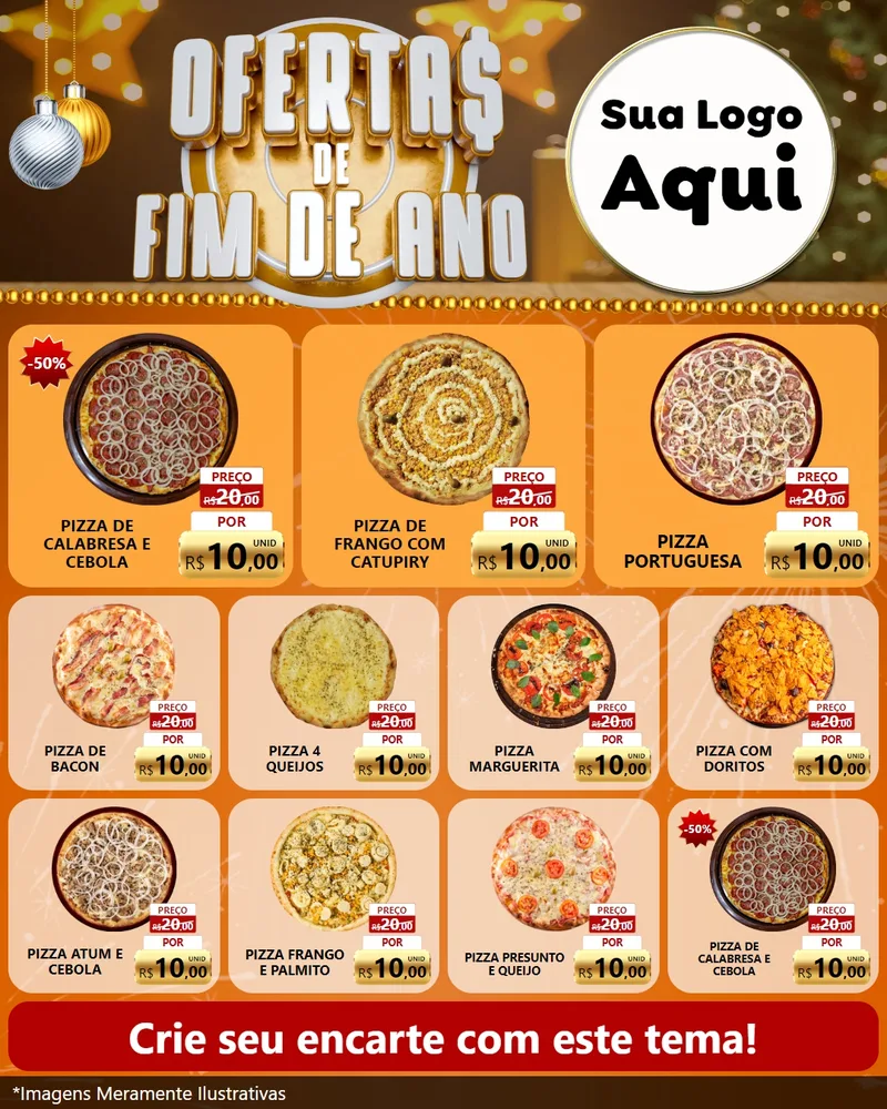 Modelo de Rede Social para Feed Instagram com o tema Ofertas de Fim de Ano para Pizzaria