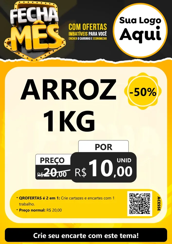 Modelo de Cartaz para Cartaz A4 Vertical com o tema Fecha Mês para Supermercado